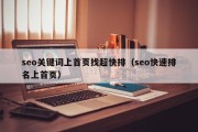 seo关键词上首页找超快排（seo快速排名上首页）