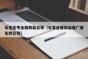 石家庄专业做网站公司（石家庄做网站推广排名的公司）