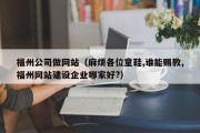 福州公司做网站（麻烦各位童鞋,谁能赐教,福州网站建设企业哪家好?）